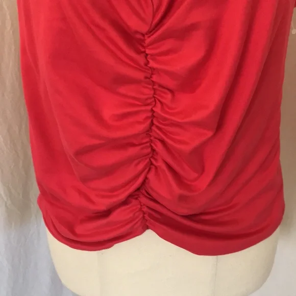 GAZE womens L spaghetti strap ruched red top NEW stretchy fabric - Picture 3 of 15